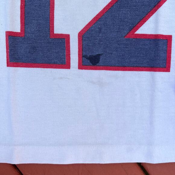 Vintage Healthtex Mockneck Football Number 12 T Shirt Jersey Baby Tee Yth 10 - Picture 8 of 10